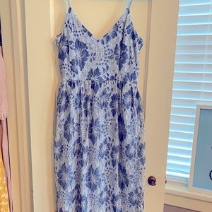 GB Lined Lace MIDI Dress in Periwinkle